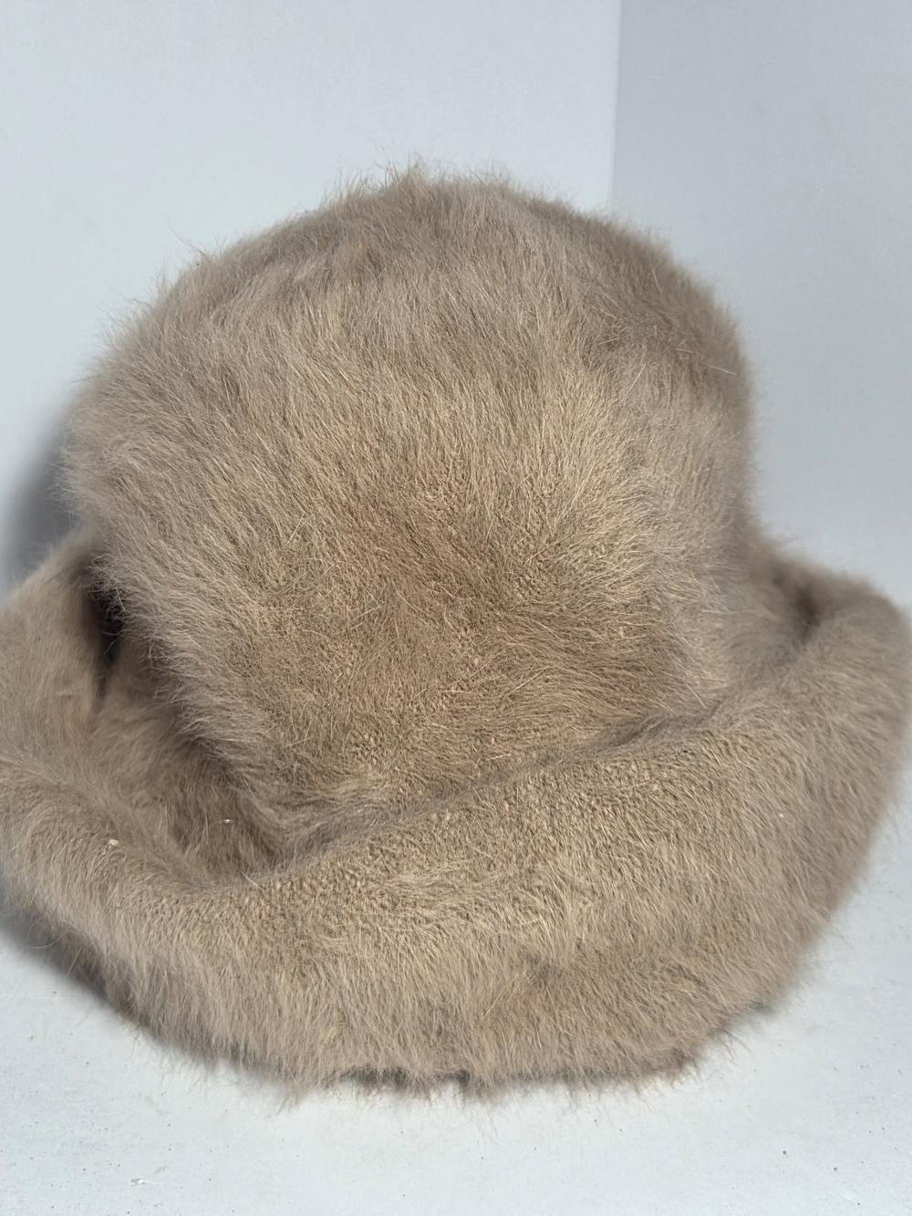 Vintage Kangol Design Angora Furgora Bucket Hat Beige Made in England Fluffy
